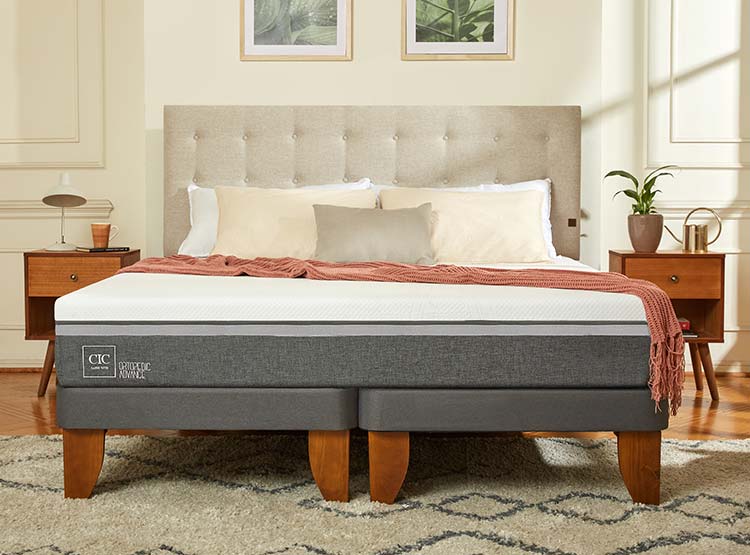 JUEGO DE DORMITORIO CIC CAMA EUROPEA ORTOPEDIC ADVANCE BN 2 PLAZAS + RESPALDO MUNICH ALPINO - 9
