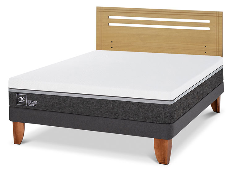 JUEGO DE DORMITORIO CIC CAMA EUROPEA ORTOPEDIC ADVANCE BN 2 PLAZAS + RESPALDO MUNICH MOSTAZA - 2