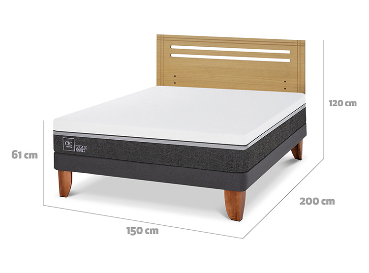 JUEGO DE DORMITORIO CIC CAMA EUROPEA ORTOPEDIC ADVANCE BN 2 PLAZAS + RESPALDO MUNICH MOSTAZA - 3