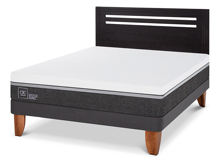 JUEGO DE DORMITORIO CIC CAMA EUROPEA ORTOPEDIC ADVANCE BN 2 PLAZAS + RESPALDO MUNICH NEGRO - 2