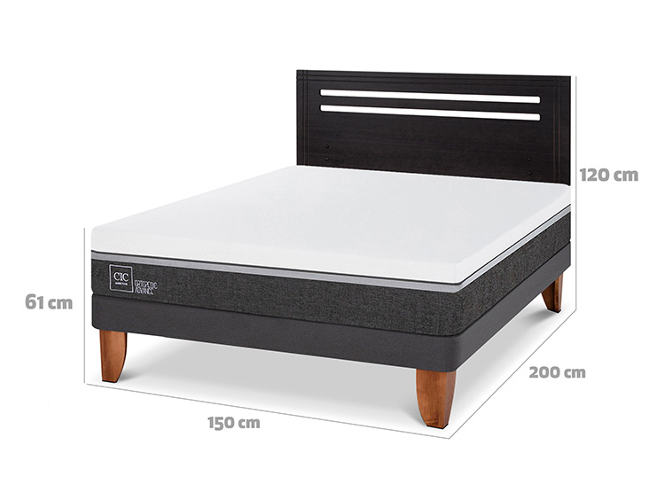 JUEGO DE DORMITORIO CIC CAMA EUROPEA ORTOPEDIC ADVANCE BN 2 PLAZAS + RESPALDO MUNICH NEGRO - 3