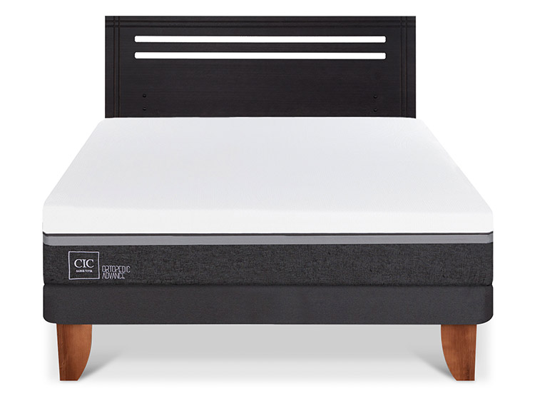 JUEGO DE DORMITORIO CIC CAMA EUROPEA ORTOPEDIC ADVANCE BN 2 PLAZAS + RESPALDO MUNICH NEGRO - 1