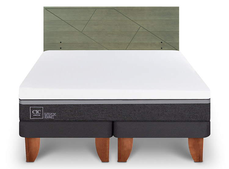 JUEGO DE DORMITORIO CIC CAMA EUROPEA ORTOPEDIC ADVANCE KING + RESPALDO VILLARRICA OLIVO - 1
