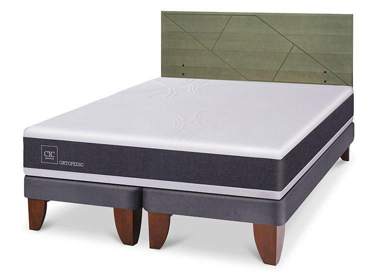 JUEGO DE DORMITORIO CIC CAMA EUROPEA ORTOPEDIC KING + RESPALDO VILLARRICA OLIVO - 2