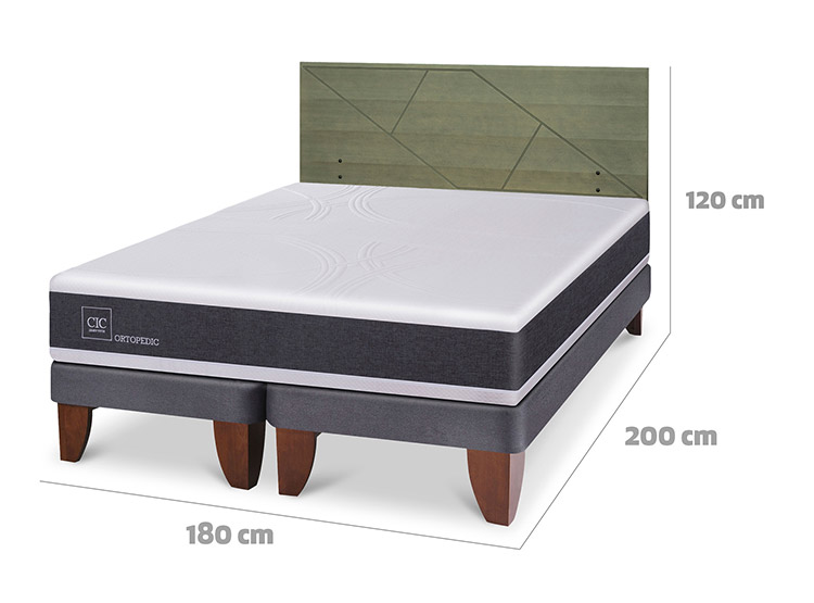 JUEGO DE DORMITORIO CIC CAMA EUROPEA ORTOPEDIC KING + RESPALDO VILLARRICA OLIVO - 3