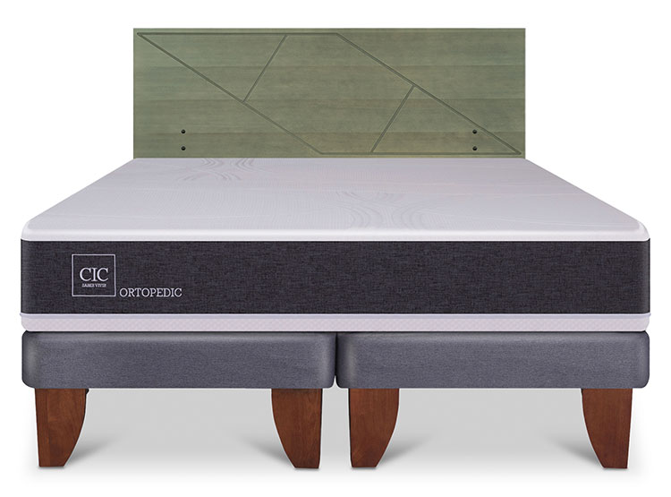 JUEGO DE DORMITORIO CIC CAMA EUROPEA ORTOPEDIC KING + RESPALDO VILLARRICA OLIVO - 1