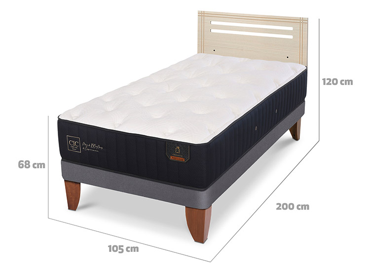 JUEGO DE DORMITORIO CIC CAMA EUROPEA PREMIUM 1.5 PLAZAS + RESPALDO MUNICH ALPINO - 3