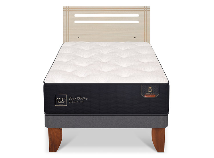 JUEGO DE DORMITORIO CIC CAMA EUROPEA PREMIUM 1.5 PLAZAS + RESPALDO MUNICH ALPINO - 1