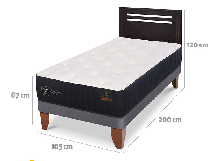 JUEGO DE DORMITORIO CIC CAMA EUROPEA PREMIUM 1.5 PLAZAS + RESPALDO MUNICH NEGRO - 3