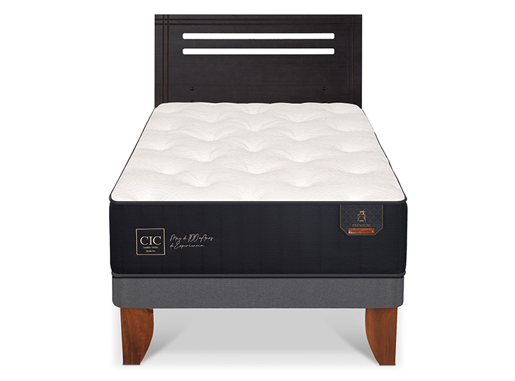 JUEGO DE DORMITORIO CIC CAMA EUROPEA PREMIUM 1.5 PLAZAS + RESPALDO MUNICH NEGRO - 1
