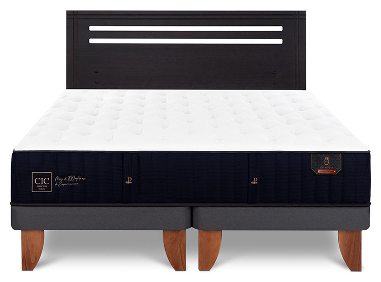 JUEGO DE DORMITORIO CIC CAMA EUROPEA PREMIUM BD 2 PLAZAS + RESPALDO MUNICH NEGRO - 1