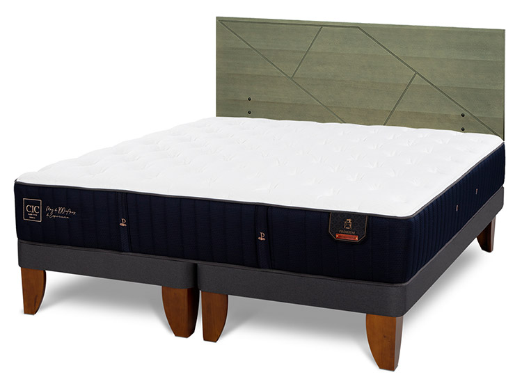 JUEGO DE DORMITORIO CIC CAMA EUROPEA PREMIUM KING + RESPALDO VILLARRICA OLIVO - 2