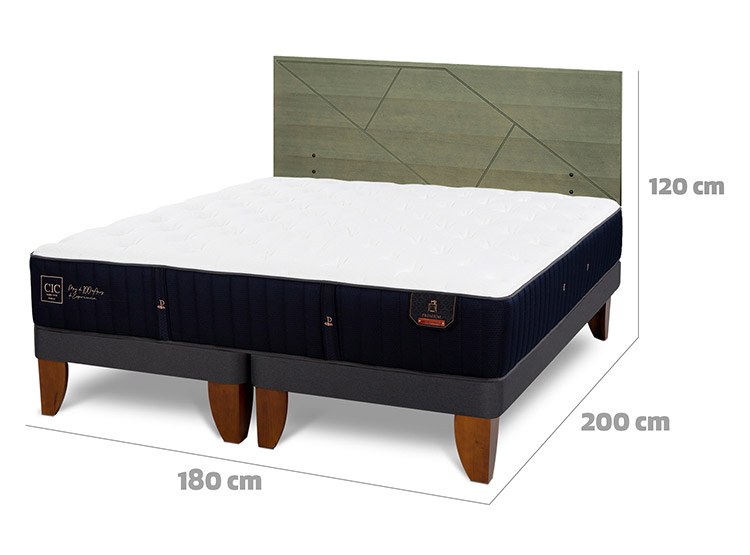 JUEGO DE DORMITORIO CIC CAMA EUROPEA PREMIUM KING + RESPALDO VILLARRICA OLIVO - 3