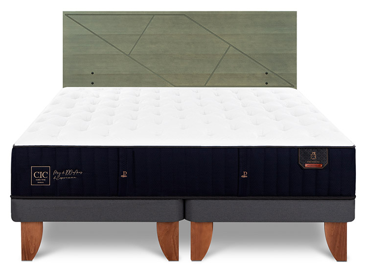 JUEGO DE DORMITORIO CIC CAMA EUROPEA PREMIUM KING + RESPALDO VILLARRICA OLIVO - 1