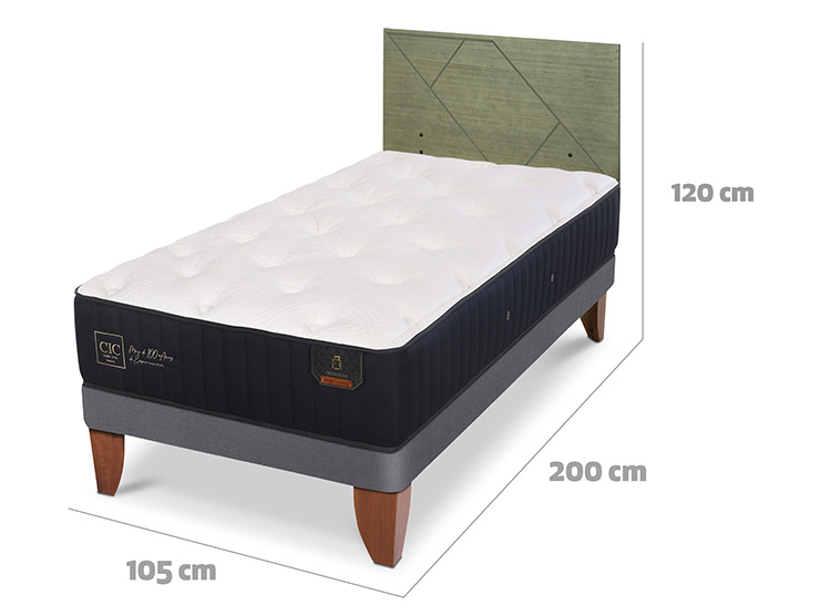 JUEGO DE DORMITORIO CIC CAMA EUROPEA PREMIUM 1.5 PLAZAS + RESPALDO VILLARRICA OLIVO - 3