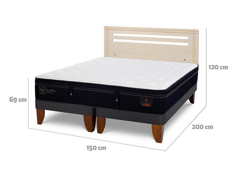 JUEGO DE DORMITORIO CIC CAMA EUROPEA SUPER PREMIUM BD 2 PLAZAS + RESPALDO MUNICH ALPINO - 3