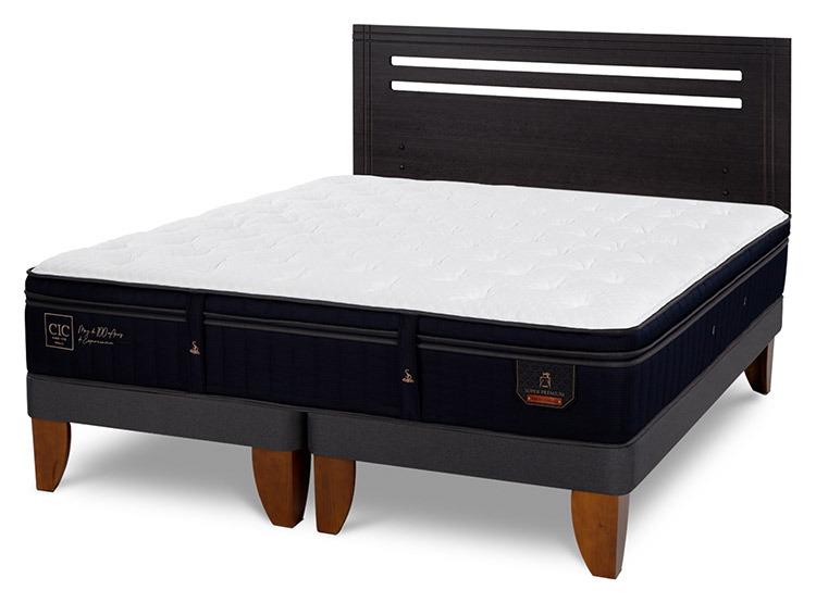 JUEGO DE DORMITORIO CIC CAMA EUROPEA SUPER PREMIUM BD 2 PLAZAS + RESPALDO MUNICH NEGRO - 2