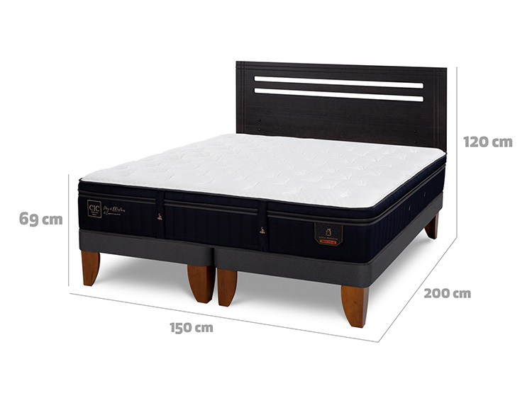 JUEGO DE DORMITORIO CIC CAMA EUROPEA SUPER PREMIUM BD 2 PLAZAS + RESPALDO MUNICH NEGRO - 3