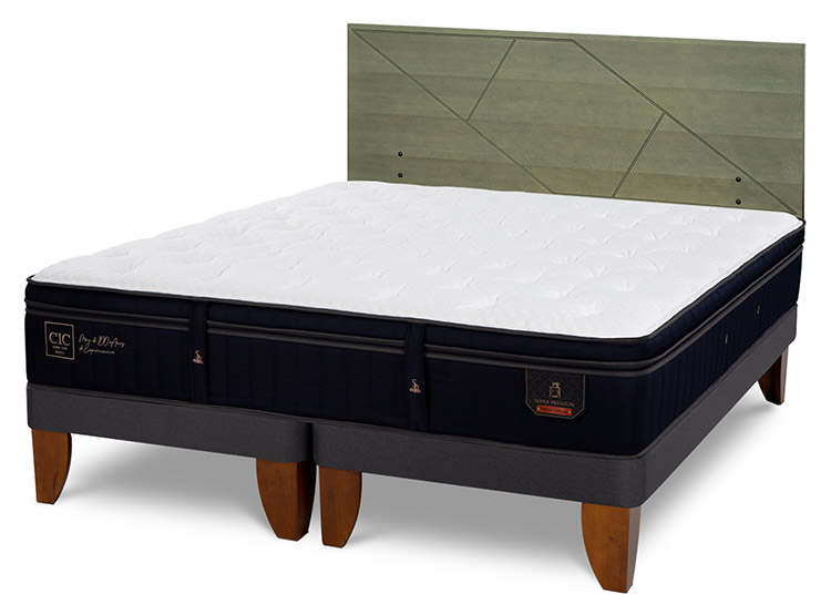 JUEGO DE DORMITORIO CIC CAMA EUROPEA SUPER PREMIUM BD 2 PLAZAS + RESPALDO VILLARRICA OLIVO - 2