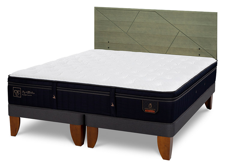 JUEGO DE DORMITORIO CIC CAMA EUROPEA SUPER PREMIUM KING + RESPALDO VILLARRICA OLIVO - 2