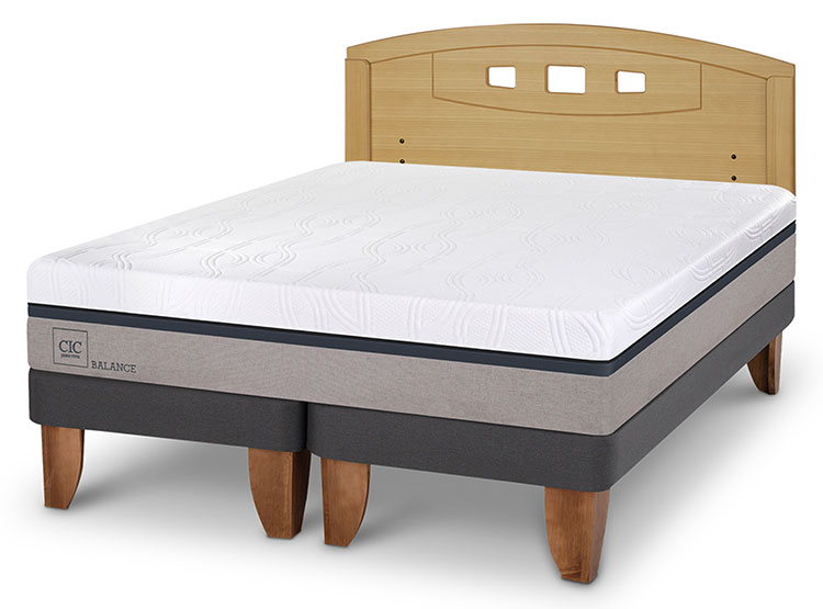 JUEGO DE DORMITORIO CIC CAMA EUROPEA BALANCE BD 2 PLAZAS + RESPALDO GALES MOSTAZA - 2