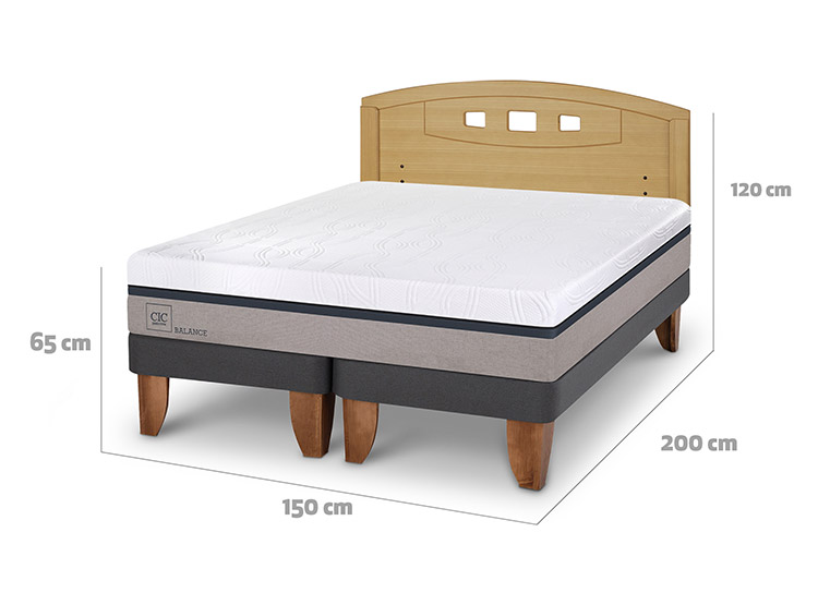 JUEGO DE DORMITORIO CIC CAMA EUROPEA BALANCE BD 2 PLAZAS + RESPALDO GALES MOSTAZA - 3