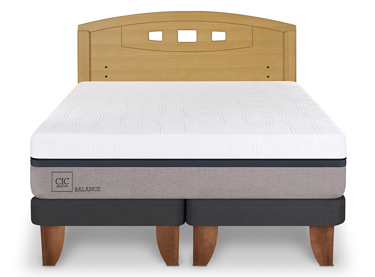 JUEGO DE DORMITORIO CIC CAMA EUROPEA BALANCE BD 2 PLAZAS + RESPALDO GALES MOSTAZA - 1