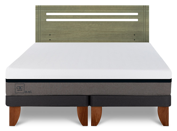 JUEGO DE DORMITORIO CIC CAMA EUROPEA BALANCE BD 2 PLAZAS + RESPALDO MUNICH OLIVO - 1