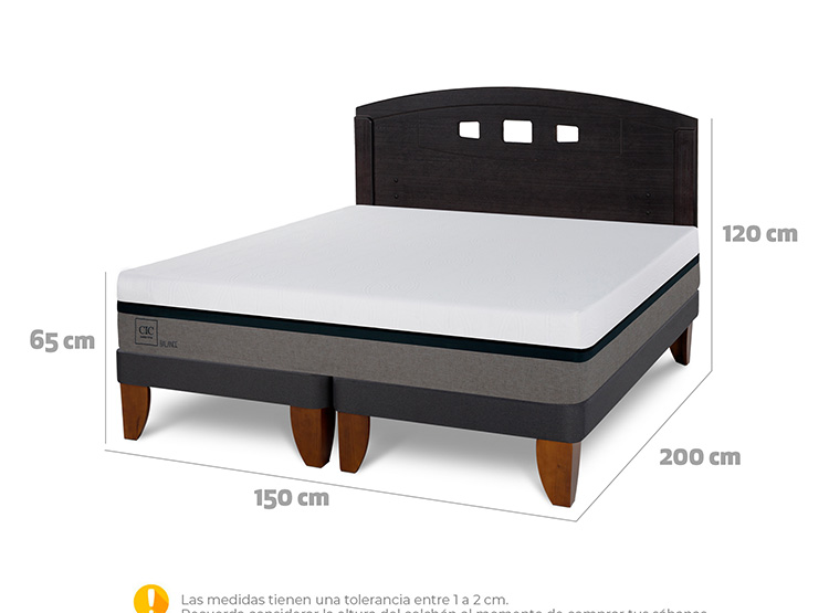 JUEGO DE DORMITORIO CIC CAMA EUROPEA BALANCE BD 2 PLAZAS + RESPALDO GALES NEGRO - 3