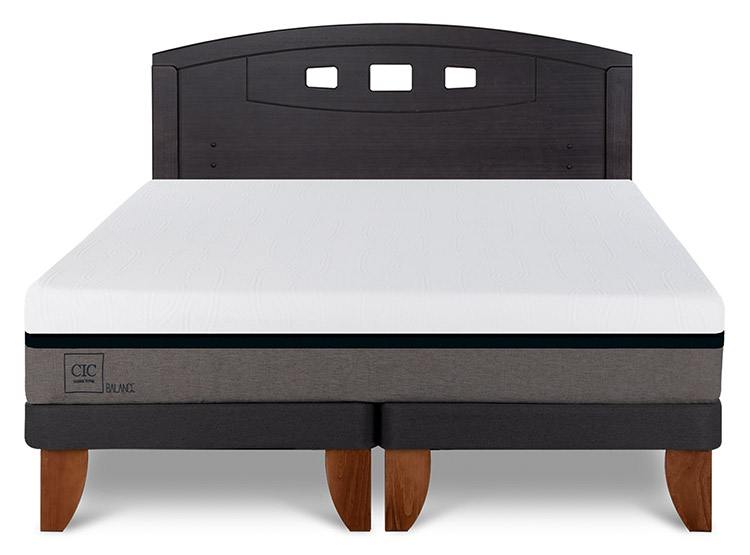 JUEGO DE DORMITORIO CIC CAMA EUROPEA BALANCE BD 2 PLAZAS + RESPALDO GALES NEGRO - 1