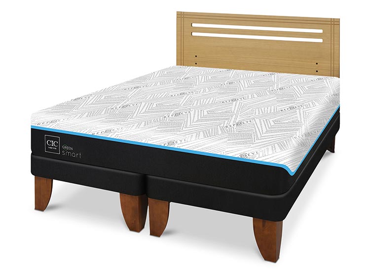 JUEGO DE DORMITORIO CIC CAMA EUROPEA GREEN SMART BD 2 PLAZAS + RESPALDO MUNICH MOSTAZA - 2
