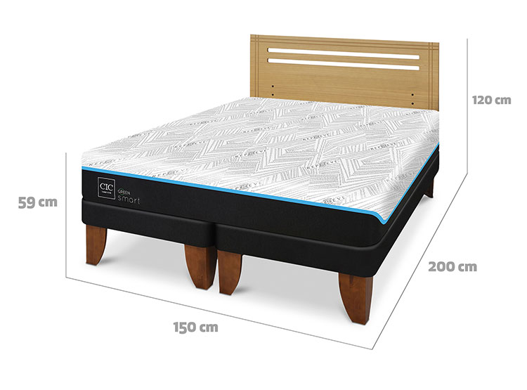 JUEGO DE DORMITORIO CIC CAMA EUROPEA GREEN SMART BD 2 PLAZAS + RESPALDO MUNICH MOSTAZA - 3