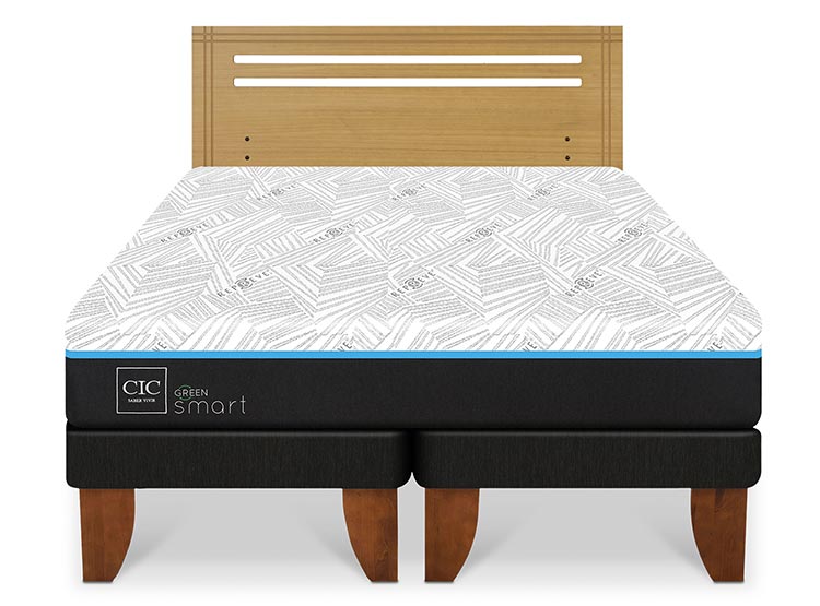 JUEGO DE DORMITORIO CIC CAMA EUROPEA GREEN SMART BD 2 PLAZAS + RESPALDO MUNICH MOSTAZA - 1
