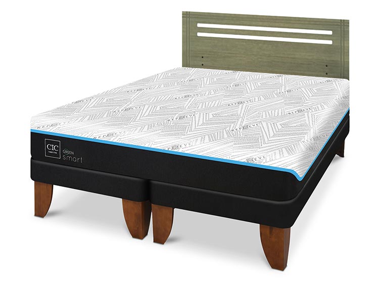 JUEGO DE DORMITORIO CIC CAMA EUROPEA GREEN SMART BD 2 PLAZAS + RESPALDO MUNICH OLIVO - 2
