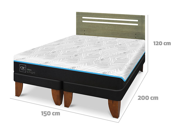 JUEGO DE DORMITORIO CIC CAMA EUROPEA GREEN SMART BD 2 PLAZAS + RESPALDO MUNICH OLIVO - 3