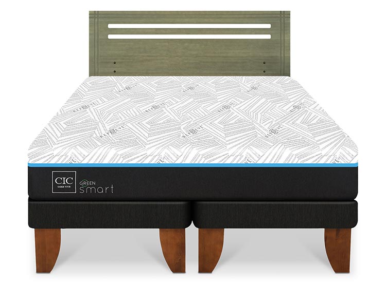 JUEGO DE DORMITORIO CIC CAMA EUROPEA GREEN SMART BD 2 PLAZAS + RESPALDO MUNICH OLIVO - 1