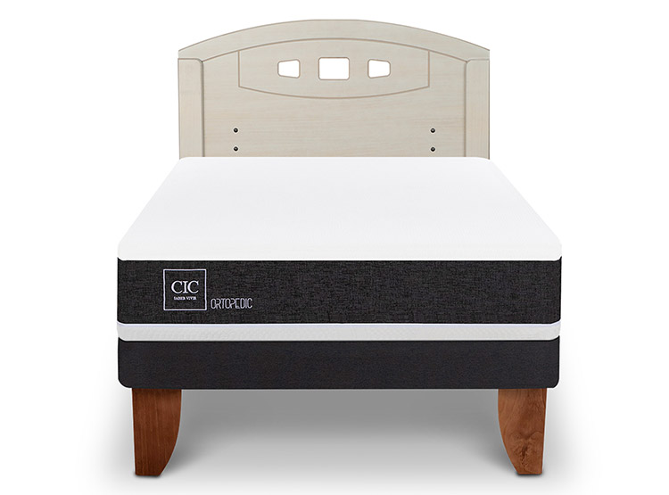 JUEGO DE DORMITORIO CIC CAMA EUROPEA ORTOPEDIC 1.5 PLAZAS + RESPALDO GALES ALPINO - 1