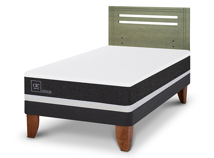 JUEGO DE DORMITORIO CIC CAMA EUROPEA ORTOPEDIC 1.5 PLAZAS + RESPPALDO MUNICH OLIVO - 2