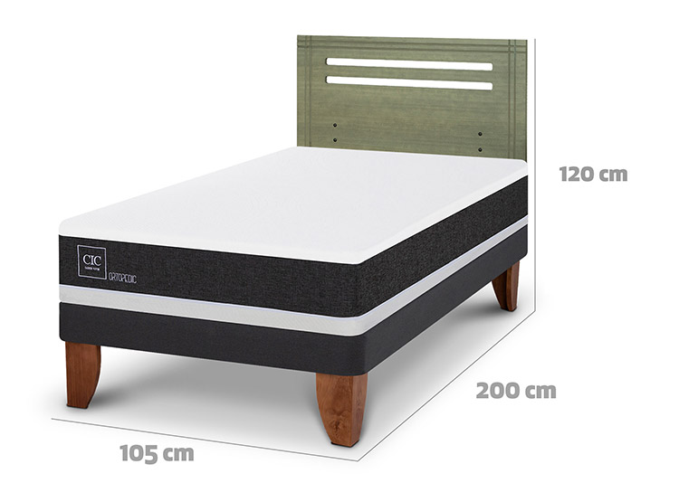 JUEGO DE DORMITORIO CIC CAMA EUROPEA ORTOPEDIC 1.5 PLAZAS + RESPPALDO MUNICH OLIVO - 3