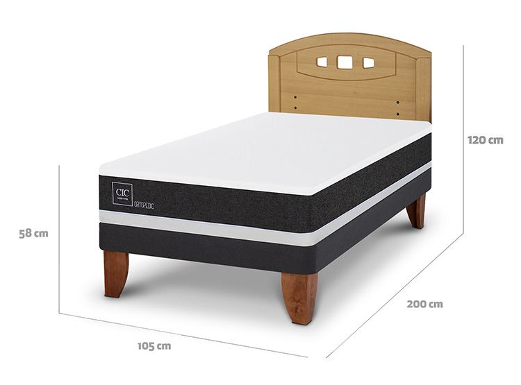 JUEGO DE DORMITORIO CIC CAMA EUROPEA ORTOPEDIC 1.5 PLAZAS + RESPALDO GALES MOSTAZA - 3