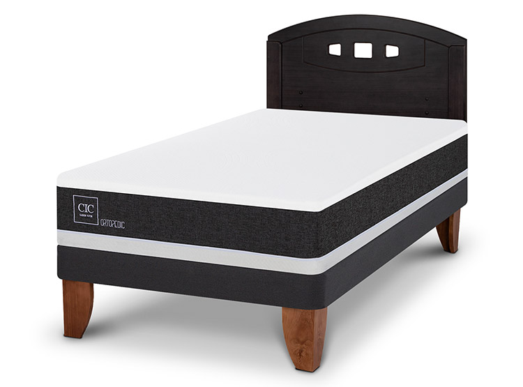 JUEGO DE DORMITORIO CIC CAMA EUROPEA ORTOPEDIC 1.5 PLAZAS + RESPALDO GALES NEGRO - 2