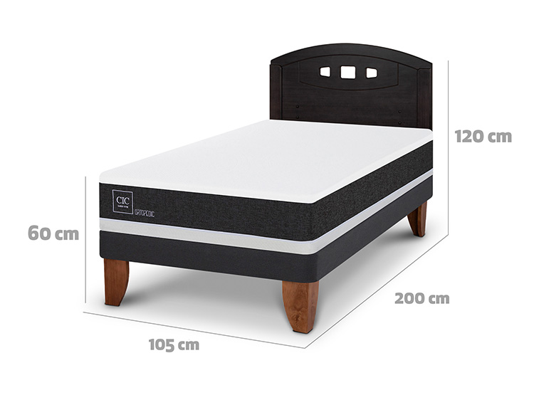 JUEGO DE DORMITORIO CIC CAMA EUROPEA ORTOPEDIC 1.5 PLAZAS + RESPALDO GALES NEGRO - 3
