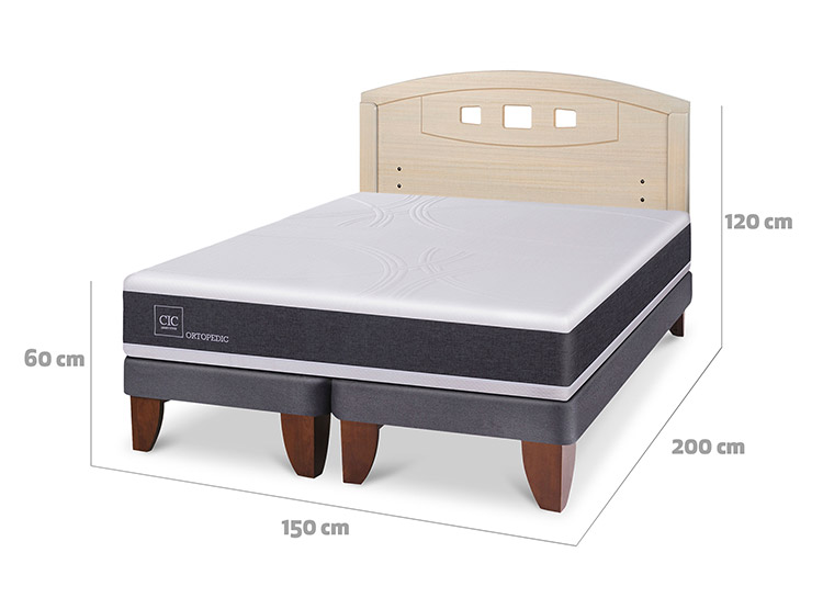 JUEGO DE DORMITORIO CIC CAMA EUROPEA ORTOPEDIC BD 2 PLAZAS + RESPALDO GALES ALPINO - 3