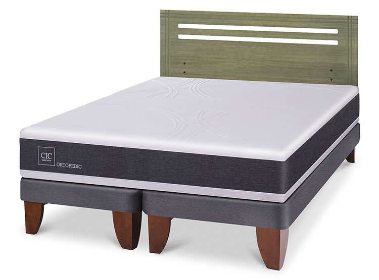 JUEGO DE DORMITORIO CIC CAMA EUROPEA ORTOPEDIC BD 2 PLAZAS + RESPALDO MUNICH OLIVO - 2