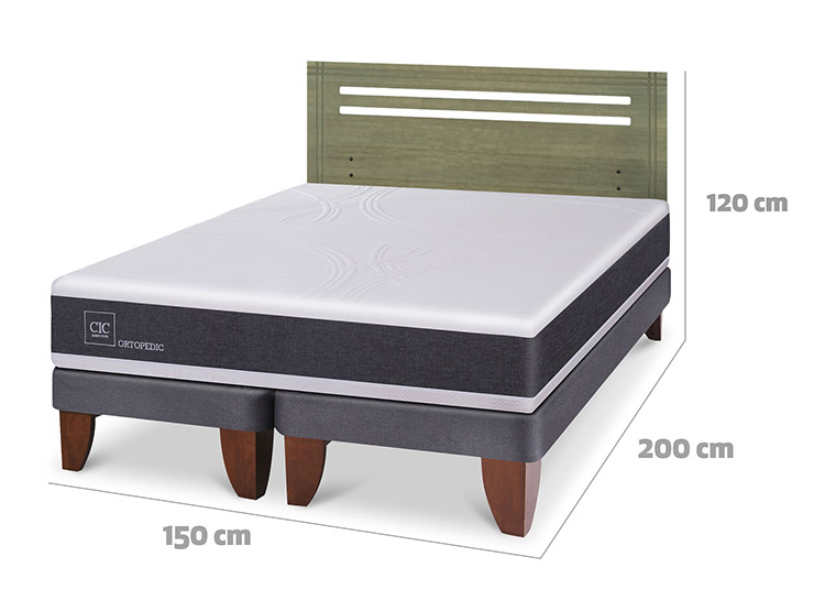 JUEGO DE DORMITORIO CIC CAMA EUROPEA ORTOPEDIC BD 2 PLAZAS + RESPALDO MUNICH OLIVO - 3