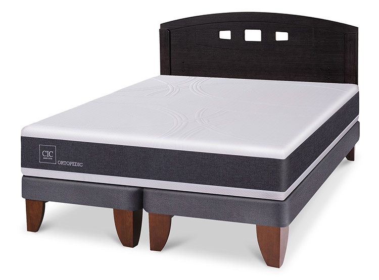 JUEGO DE DORMITORIO CIC CAMA EUROPEA ORTOPEDIC BD 2 PLAZAS + RESPALDO GALES NEGRO - 2