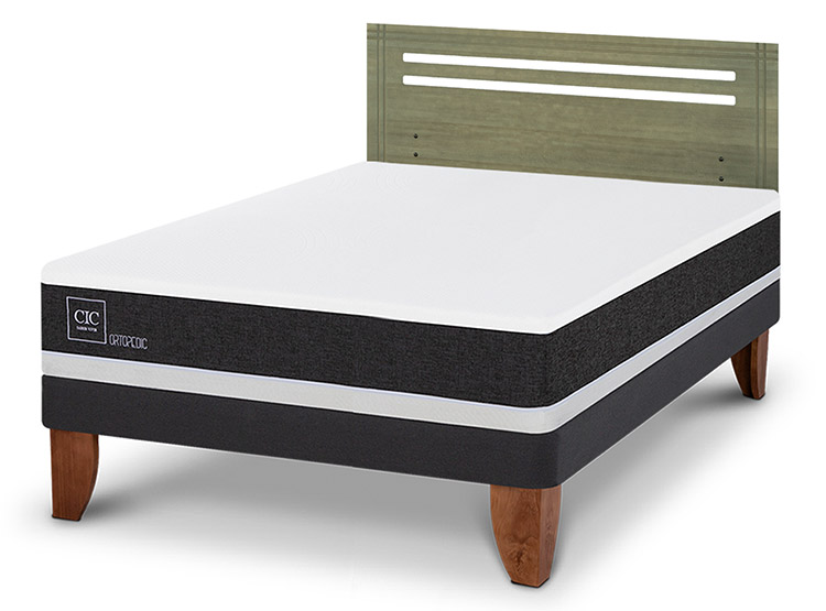 JUEGO DE DORMITORIO CIC CAMA EUROPEA ORTOPEDIC BN 2 PLAZAS + RESPALDO MUNICH OLIVO - 2