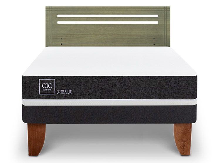 JUEGO DE DORMITORIO CIC CAMA EUROPEA ORTOPEDIC BN 2 PLAZAS + RESPALDO MUNICH OLIVO - 1