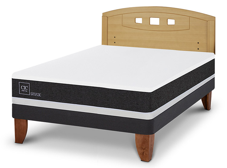 JUEGO DE DORMITORIO CIC CAMA EUROPEA ORTOPEDIC BN 2 PLAZAS + RESPALDO GALES MOSTAZA - 2