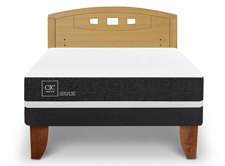 JUEGO DE DORMITORIO CIC CAMA EUROPEA ORTOPEDIC BN 2 PLAZAS + RESPALDO GALES MOSTAZA - 1
